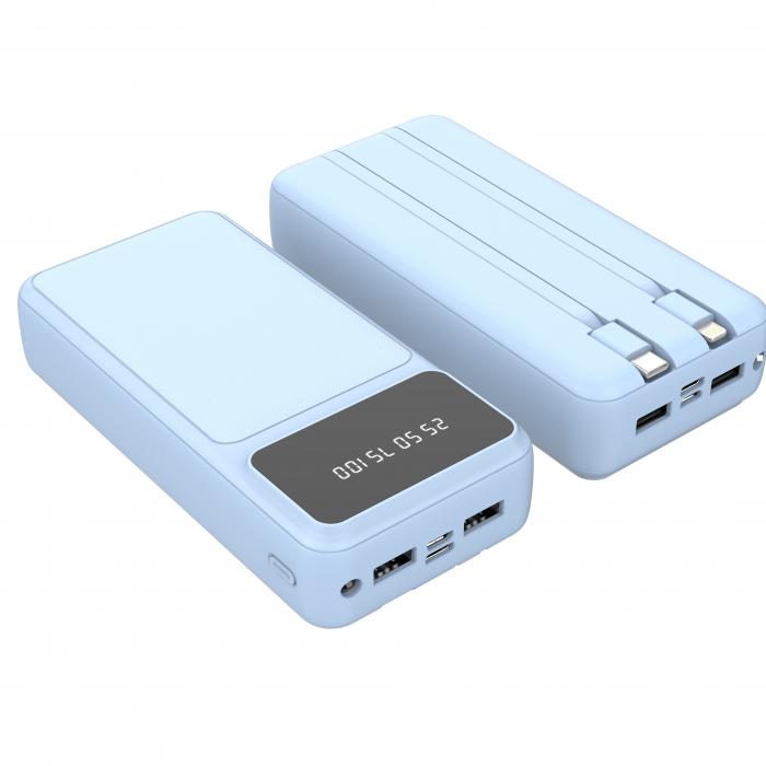 Portable Power Bank With Built‑in Cables & Digital Display